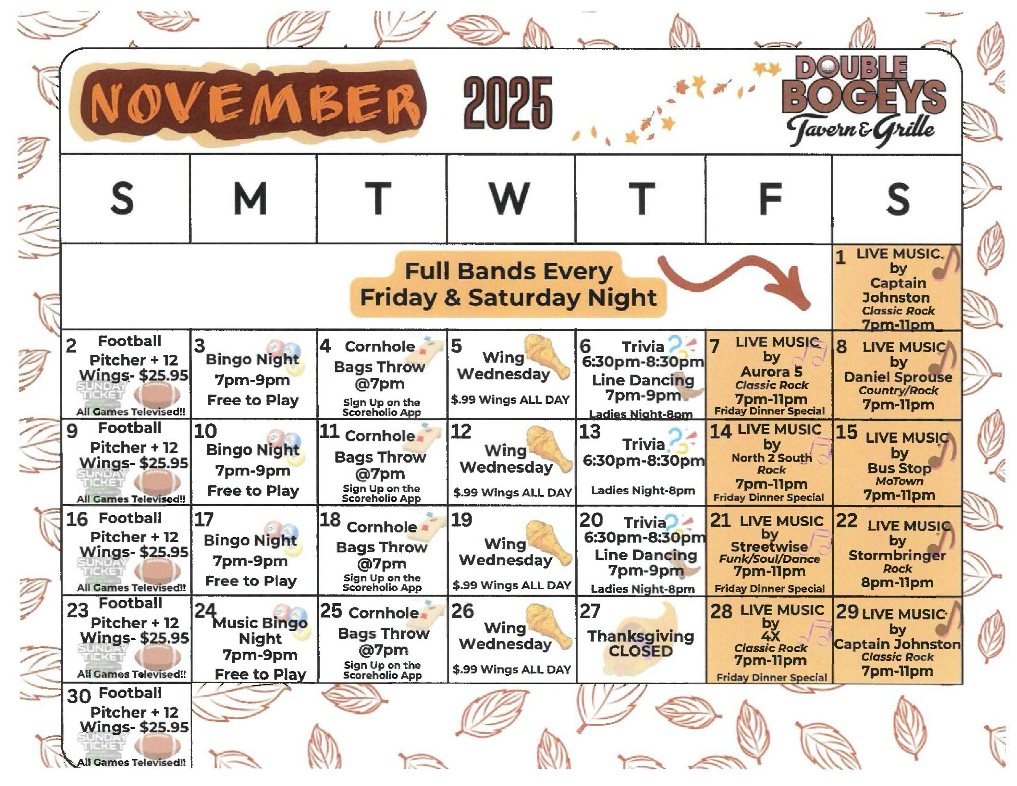 November Event Calendar